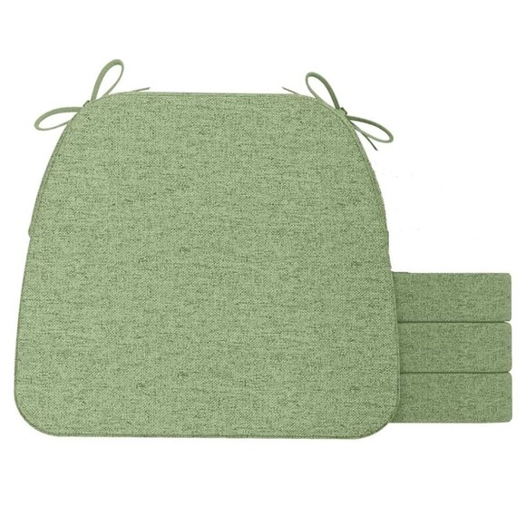 D-Shape Dining Kitchen Chair Cushions 2 Pack 17"x16"x2" Washable Cover Sage - Picture 1 of 5